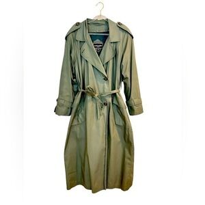 J. Gallery Women's  Green Classic  Double Breasted Trench Coat Size 8!